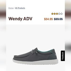 Hey Dude Wendy ADV, size 6, charcoal